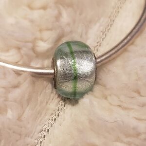 2/ $13 Elegant Silver, Green & Aqua Glass Charm Bracelet Bead